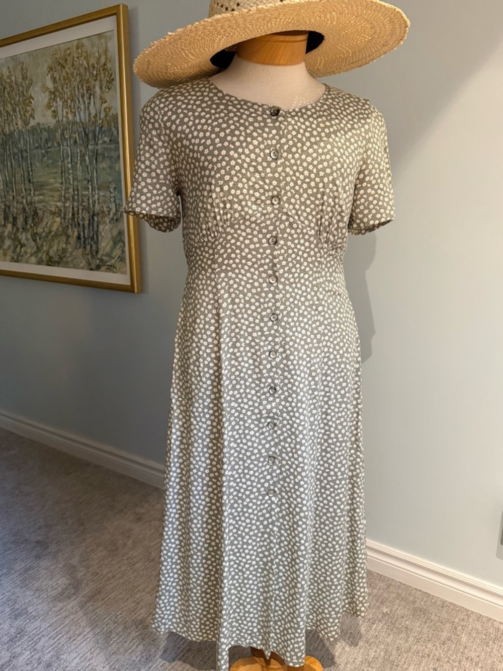 Vintage Marks & Spencer Floral Midi Dress Cottagecore Made in UK